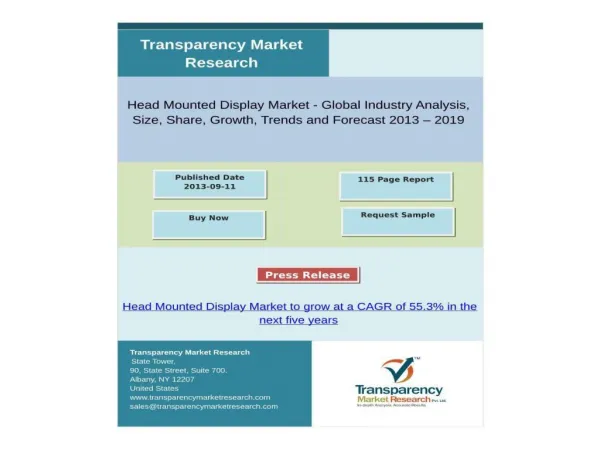 Head Mounted Display Market to grow at a CAGR of 55.3% in t