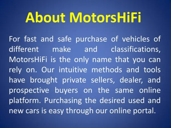 Used Vehicle Search - MotorsHiFi