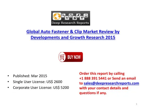 Global Auto Fastener & Clip Market - Analysis and Developmen