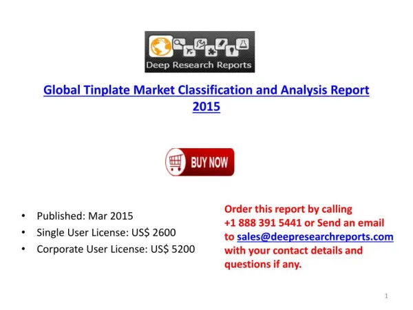 2015-2020 Global Tinplate Industry Applications & Developmen