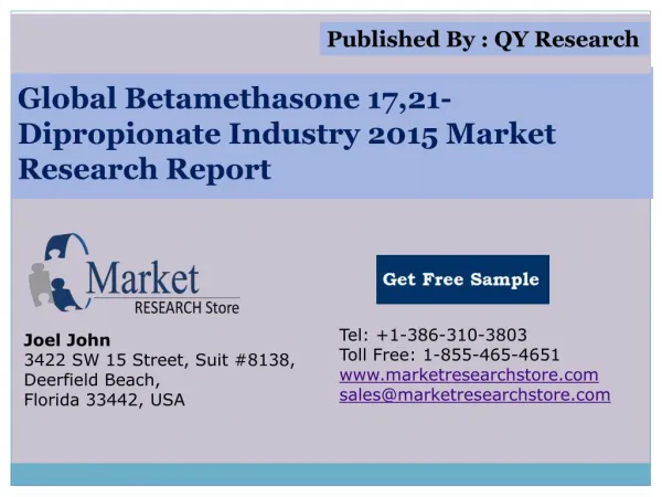 Global Betamethasone 17 21-Dipropionate Industry 2015 Market