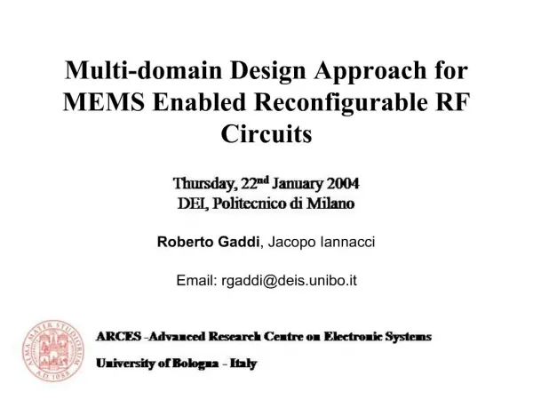 Multi-domain Design Approach for MEMS Enabled Reconfigurable RF Circuits