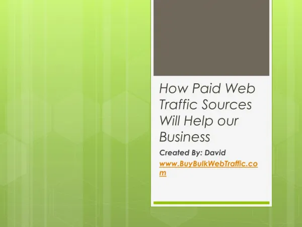How Paid Web Traffic Sources Will Help our Business
