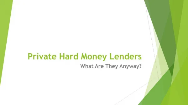 Private Hard Money Loans For Business