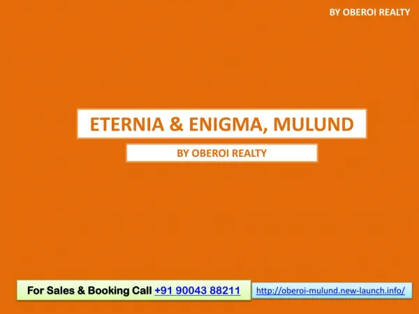 New Launch Oberoi Eternia & Enigma by Oberoi Realty, Mulund