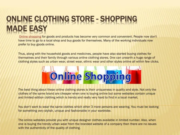 Online Clothing Store - Shopping Made Easy
