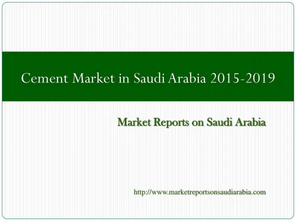 Cement Market in Saudi Arabia 2015-2019