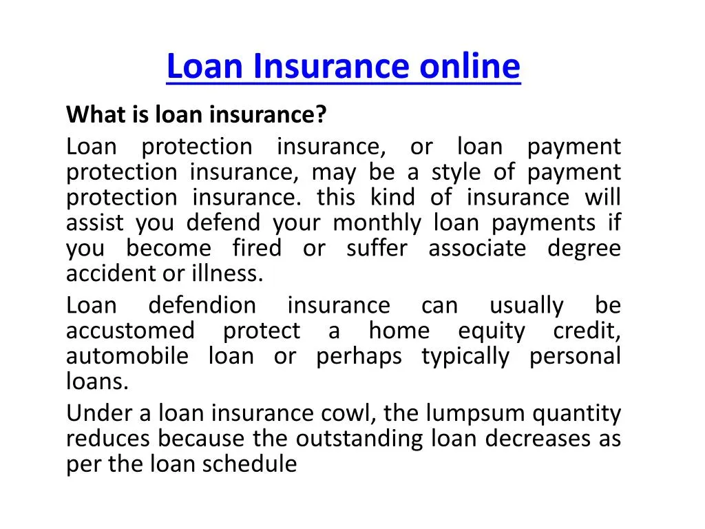 loan insurance online