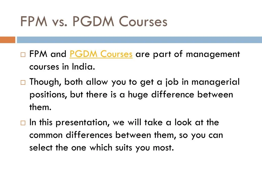 fpm vs pgdm courses