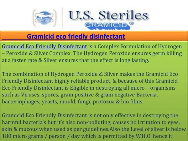 Gramicid eco friedly disinfectant