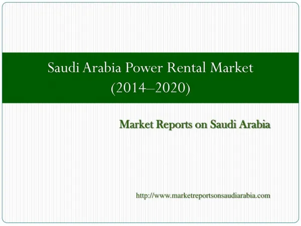 Saudi Arabia Power Rental Market (2014-2020)