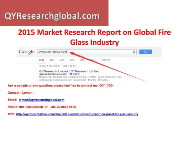 Market Research Report on Global Fire Glass Industry
