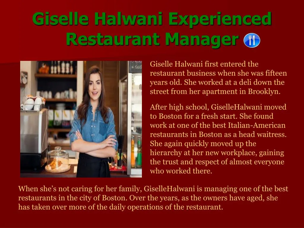 giselle halwani experienced restaurant manager