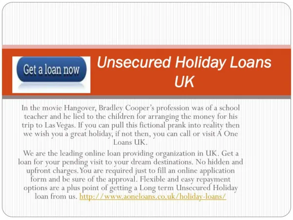Unsecured Holiday Loans