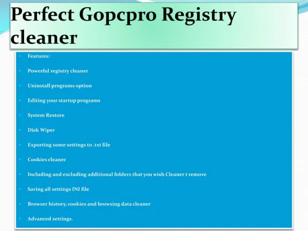 Gopcpro Registry Cleaner and Windows Optimizers