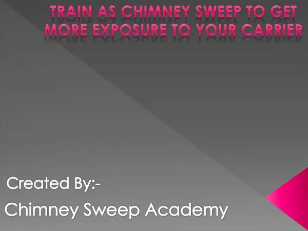 Train As Chimney Sweep To Get More Exposure To Your Carrier