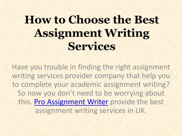 How to Choose the Best Assignment Writing Services