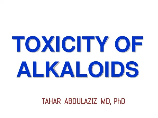 Toxicity of Alkaloids