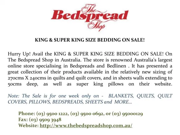 King & Super King Size Bedding on Sale!