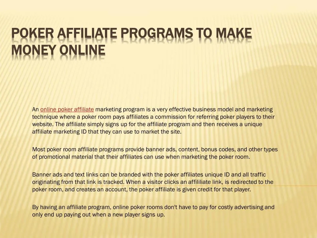 poker affiliate programs to make money online