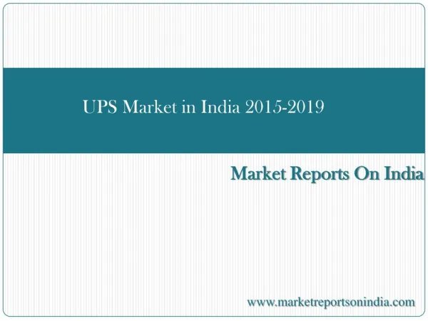 UPS Market in India 2015-2019