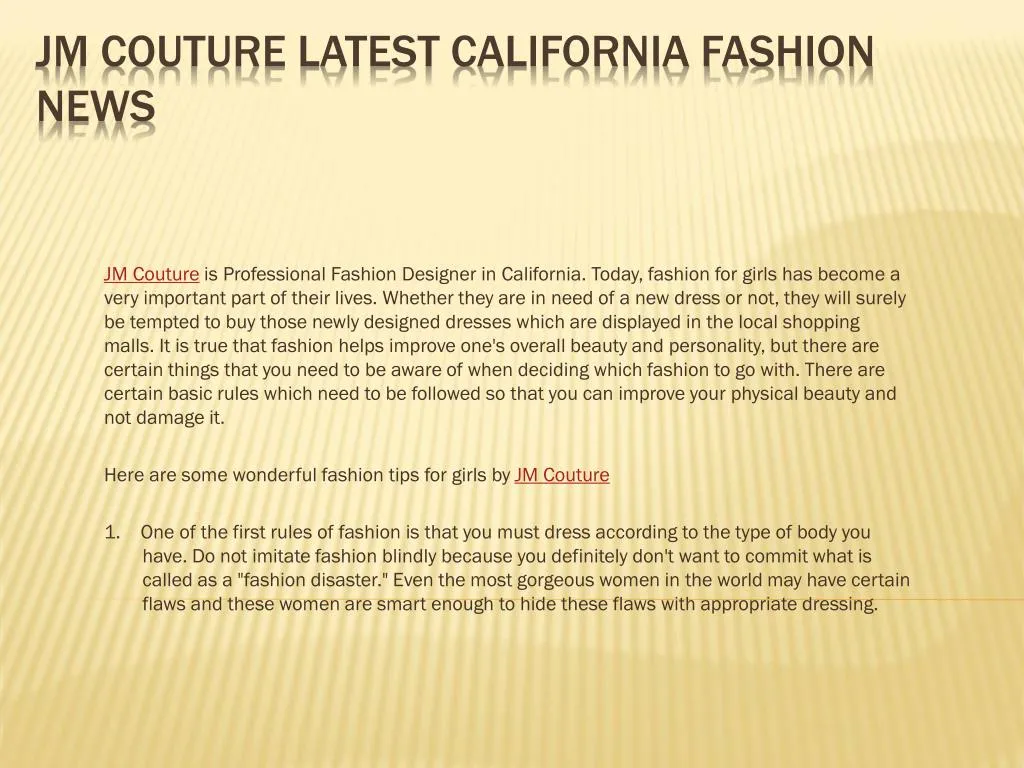 jm couture latest california fashion news