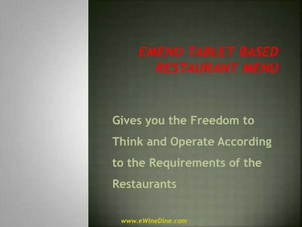 Tablet eMenu App for Restaurant