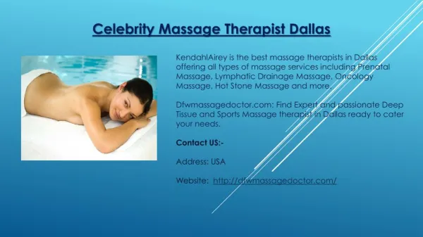 Celebrity Massage Therapist Dallas