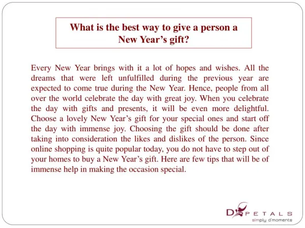 What is the best way to give a person a New Year’s gift?