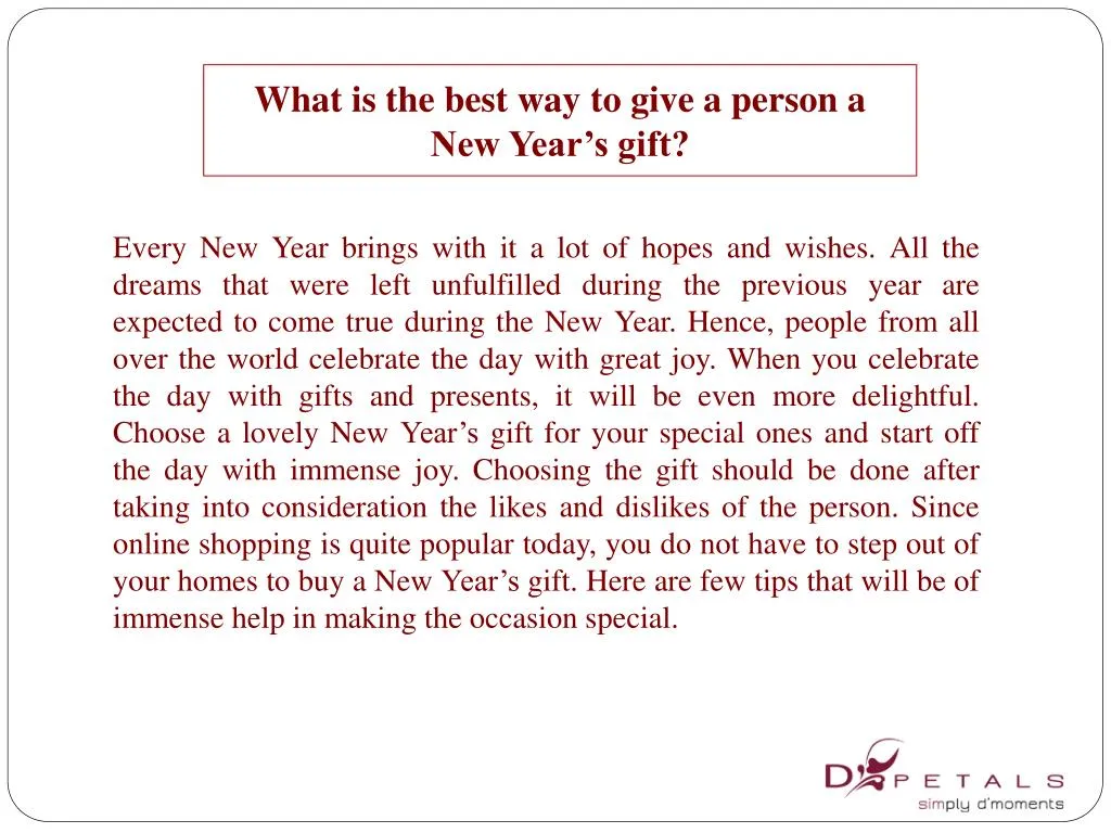 what is the best way to give a person a new year s gift