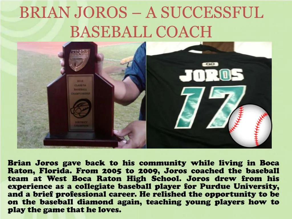 brian joros a successful baseball coach