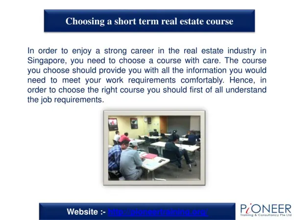 Choosing a short term real estate course