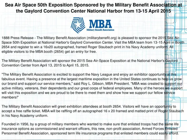 Sea Air Space 50th Exposition Sponsored by the Military