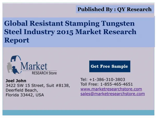 Global Resistant Stamping Tungsten Steel Industry 2015 Marke