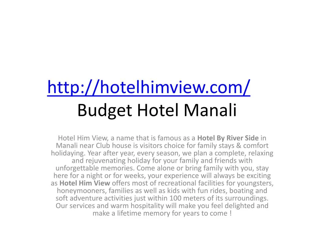 http hotelhimview com budget hotel manali