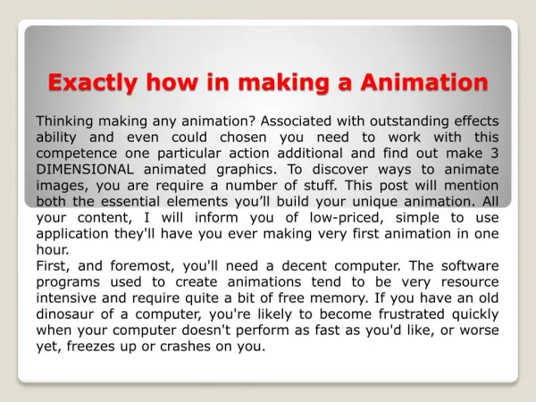 Exactly how in making a Animation