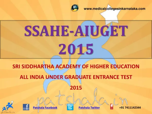 SSAHE AIUGET 2015 MBBS Entrance Exam 2015