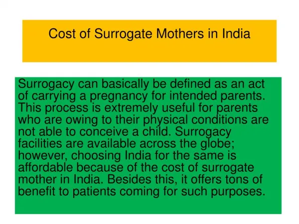 Cost of Surrogate Mothers in India-Surrogate Mothers