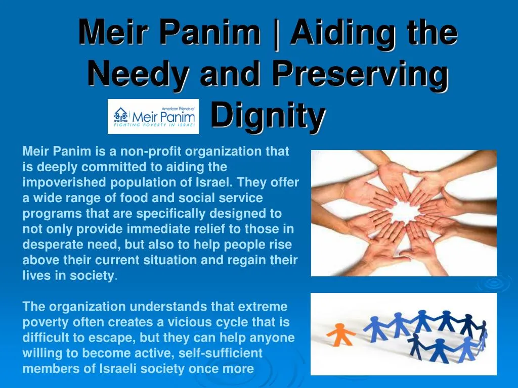 meir panim aiding the needy and preserving dignity