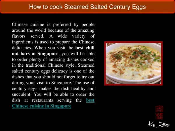 How to cook Steamed Salted Century Eggs