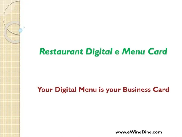eWineDine | Digital eMenu Card for Restaurant