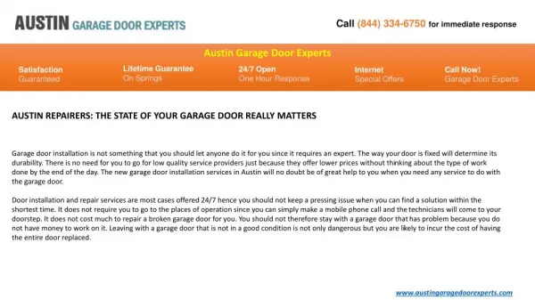 AUSTIN REPAIRERS: THE STATE OF YOUR GARAGE DOOR REALLY MATTE