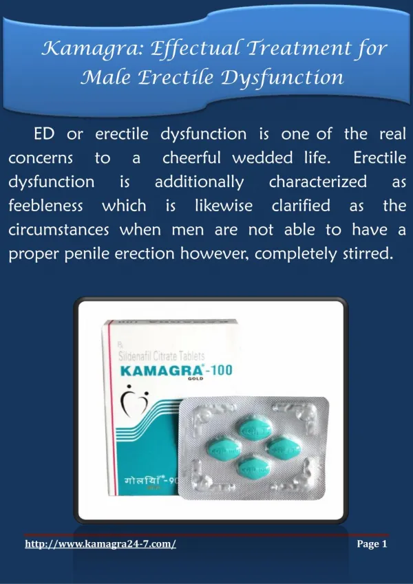 Kamagra: Effectual Treatment for Male Erectile Dysfunction