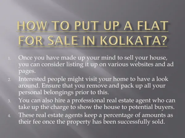 How to put up a flat for sale in kolkata?