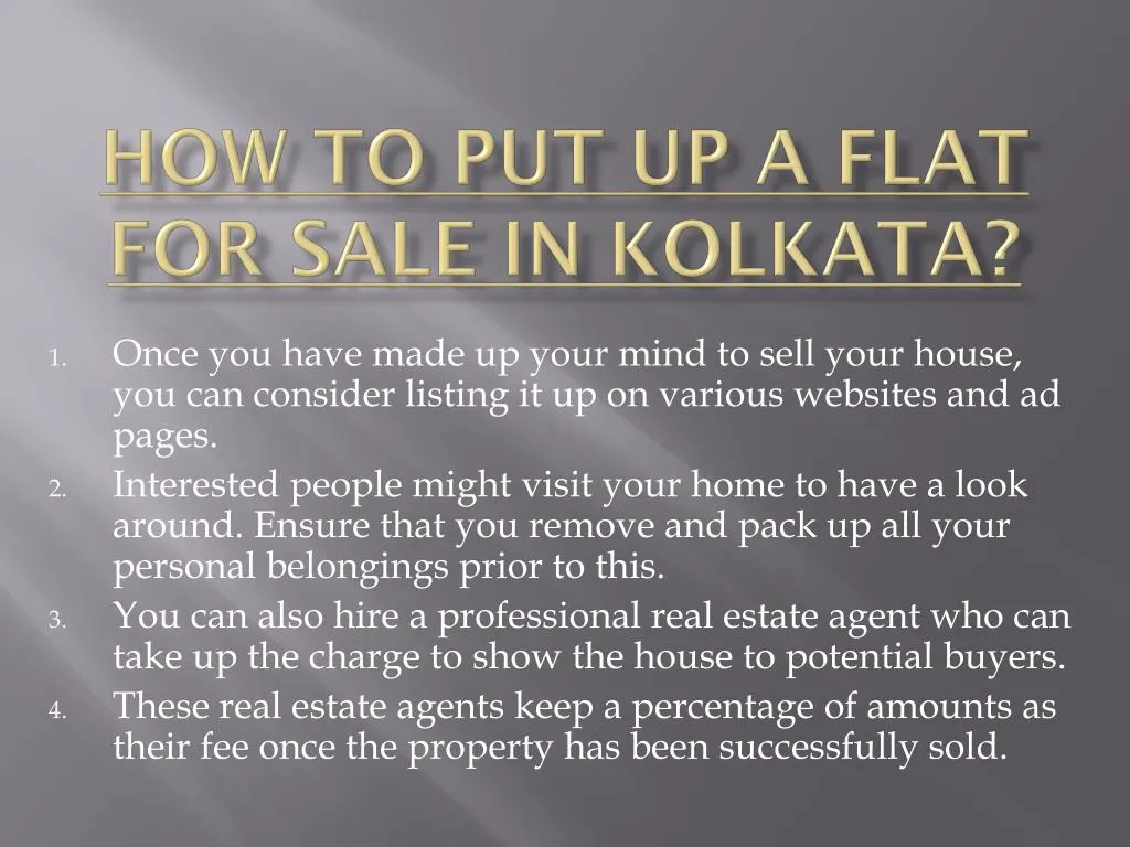 how to put up a flat for sale in kolkata