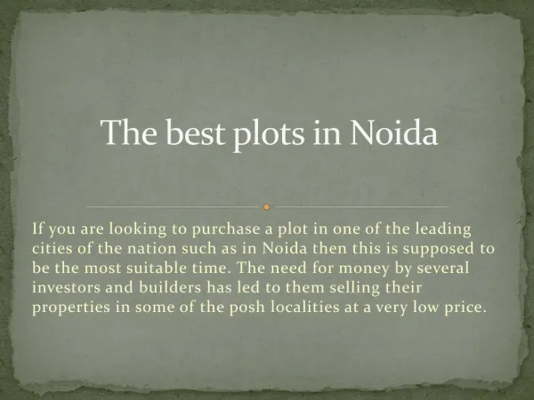 The best plots in Noida