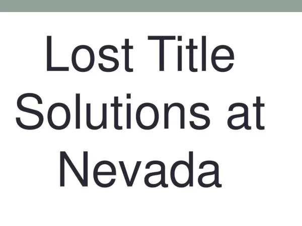 Lost Title Solutions at Nevada