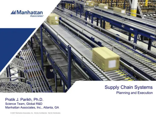 Supply Chain Systems Planning and Execution