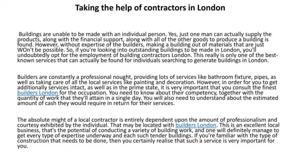 building contractors London