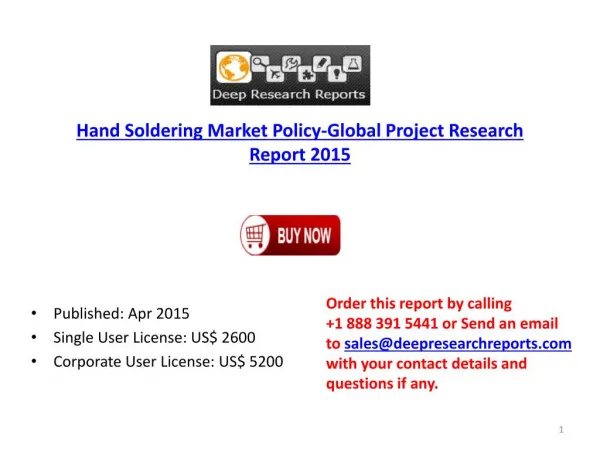 2015-2020 Global Hand Soldering Industry Chain Structure Ove